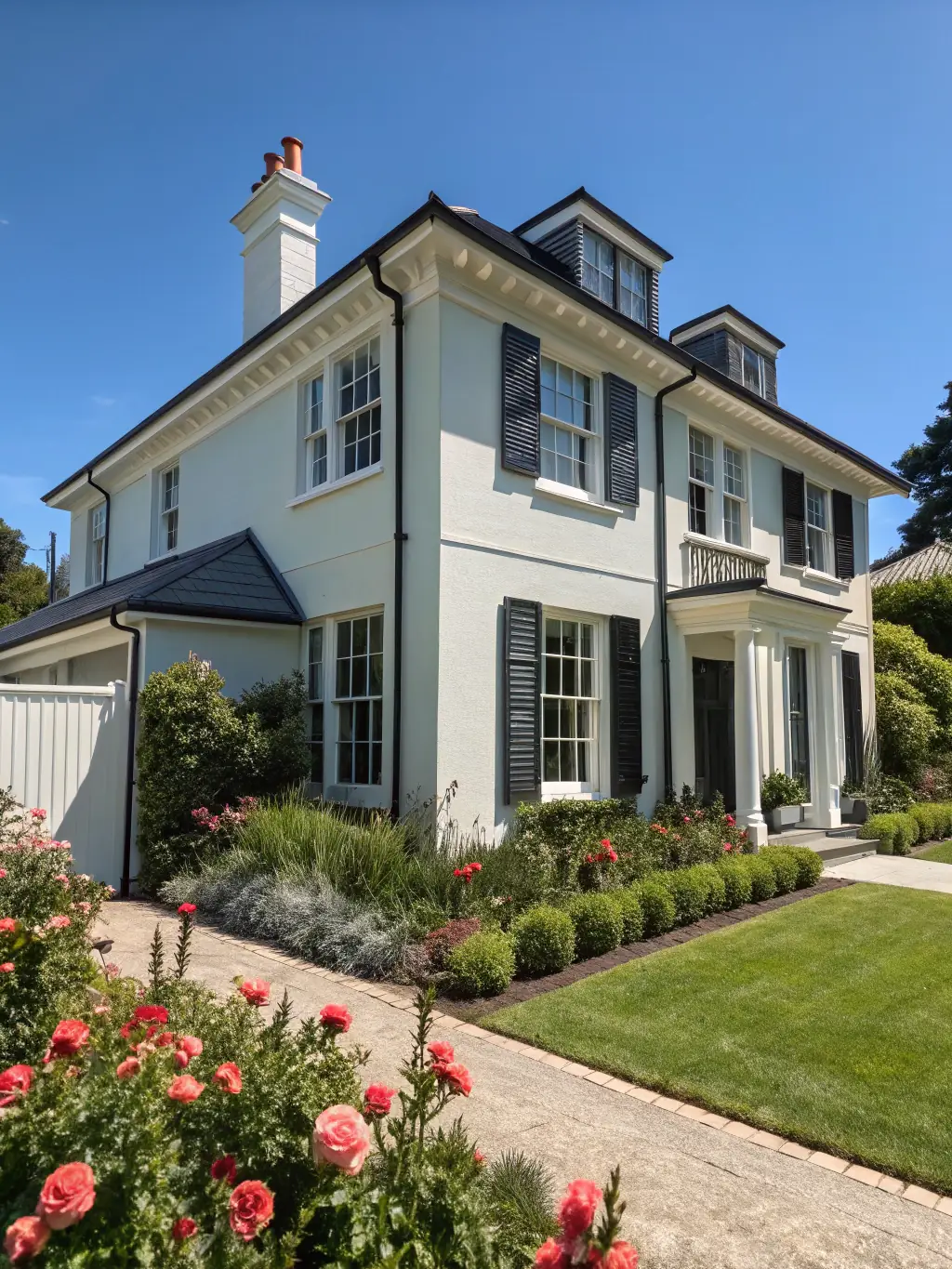 An image of a home elevation project, showing a house with a newly raised foundation, improved landscaping, and enhanced curb appeal.